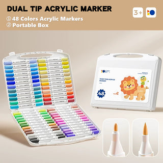 48 Color Acrylic Paint Marker Set with Dual Tip